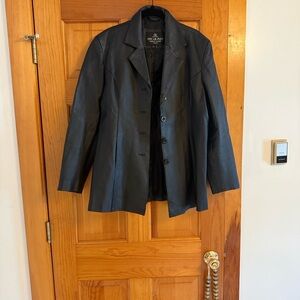 Oscar Piel Black Leather Men's Blazer Jacket